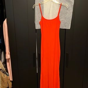 SKIMS Soft Lounge Long Slip Dress in Fire